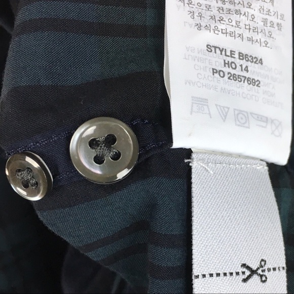 J CREW Tartan Plaid Popover Top Beads Chevron Dark Academia Navy Blue Size 8 NWT - Picture 11 of 11
